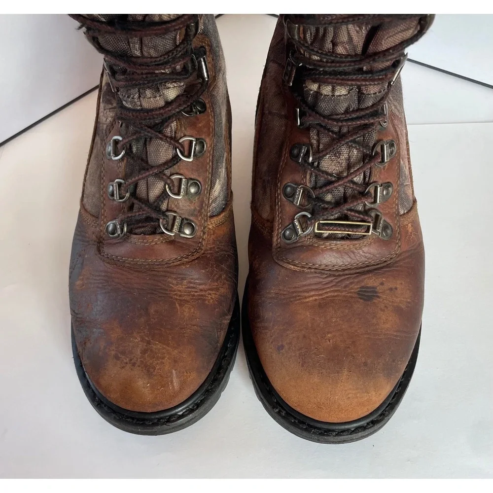 Cabelas Hunting Boots Mens 5 Brown Camo Leather Thinsulate Ultra Insulation